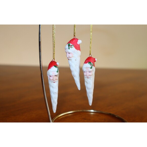 Unbranded Other - Lot 3x Vintage Santa Claus Father Christmas Icicle Beard Ceramic ~2.4” Ornament